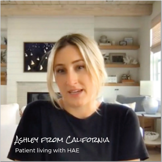 Video preview thumbnail of Christina, a real person living with HAE sharing her story about treating right away