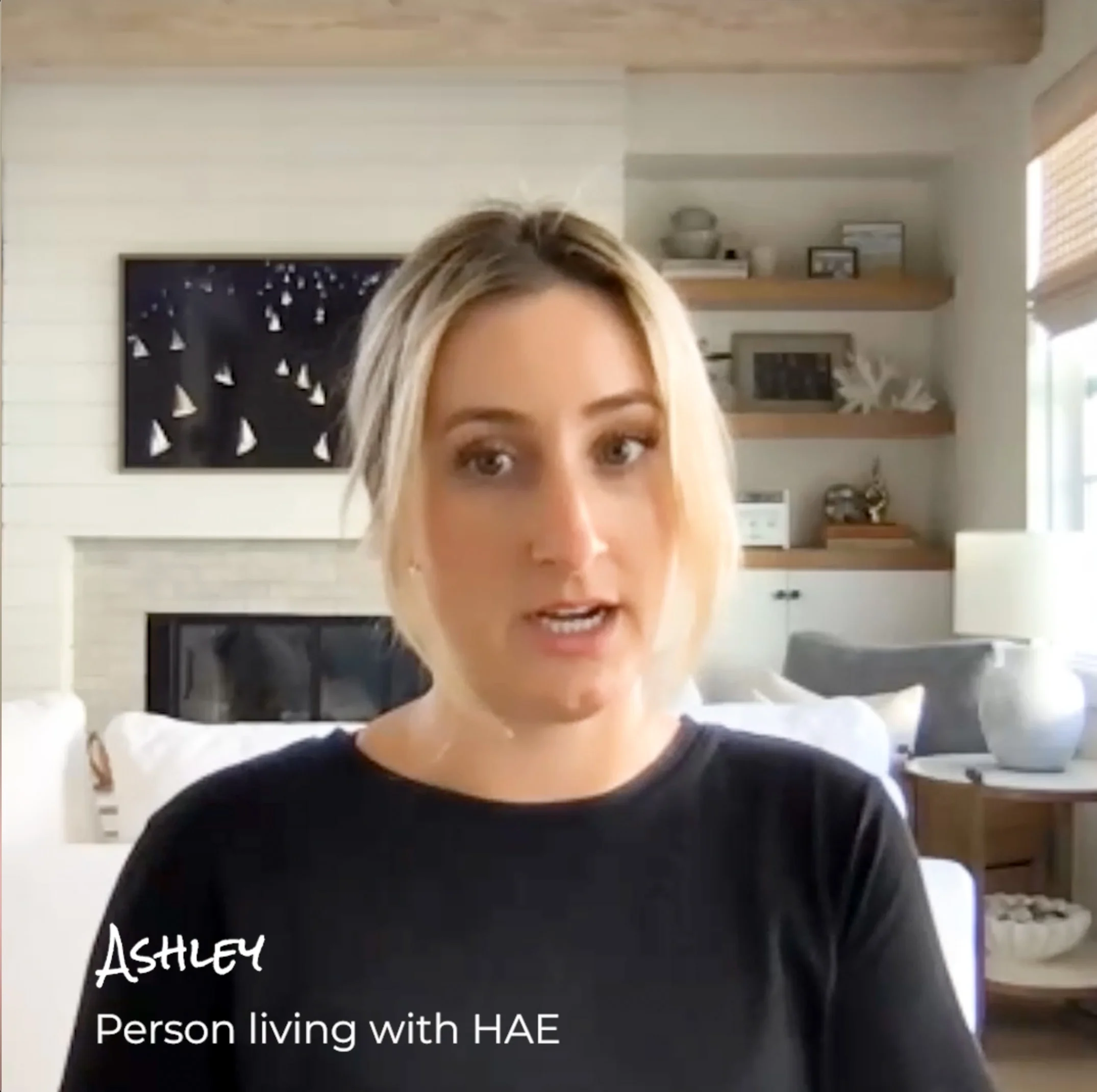 Video preview thumbnail of Christina, a real person living with HAE sharing her story about treating right away